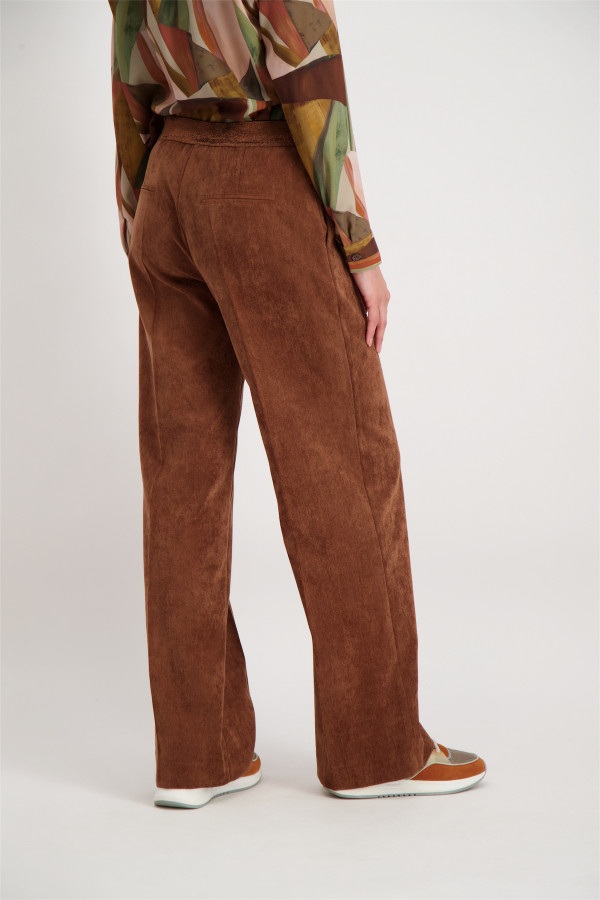 Pantalon uni avec poches en velours côtelé Signe Nature