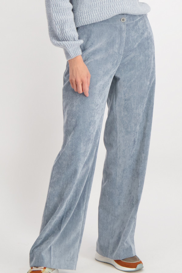 Pantalon uni avec poches en velours côtelé Signe Nature