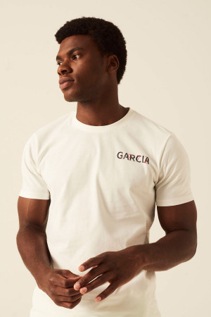 T-shirt uni avec impression au dos en coton Garcia