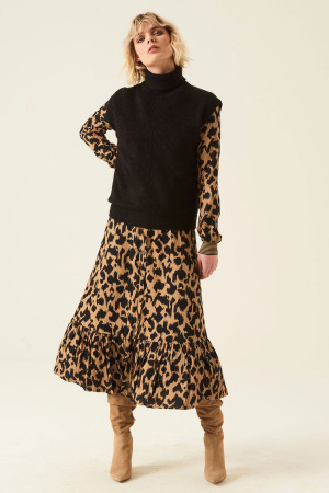 Robe longue imprimée léopard avec ceinture à nouer Garcia