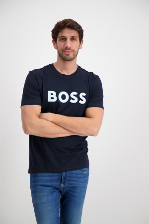 T-shirt uni en coton manches courtes Boss