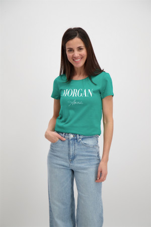 T-shirt uni avec impression à l'avant Morgan