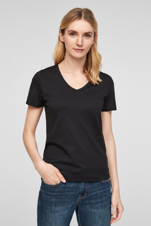 T-shirt uni basique manches courtes col V en coton S.Oliver