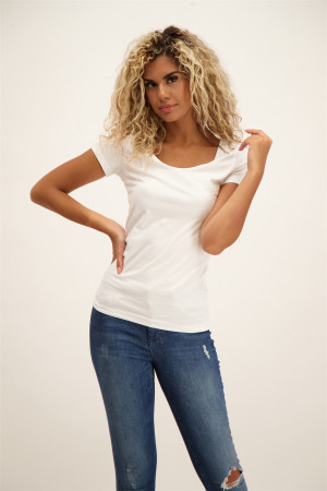 Vero Moda T-shirts en mailles tricot\u00e9es blanc cass\u00e9-blanc mouchet\u00e9 Mode Hauts T-shirts en mailles tricotées 