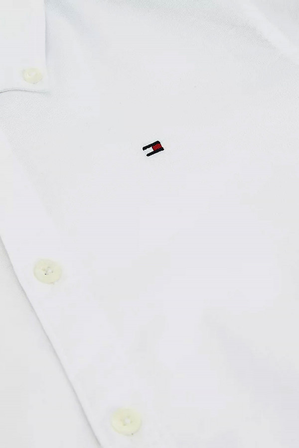 Chemise slim fit unie avec logo brodé en coton stretch Tommy Hilfiger