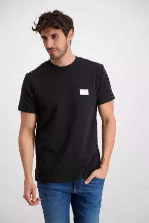 T-shirt manches courtes en coton avec badge poitrine Calvin Klein