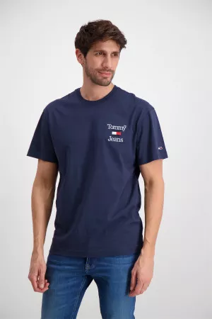 T-shirt manches courtes uni en coton avec broderie poitrine Tommy Hilfiger