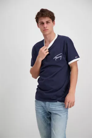 T-shirt uni manches courtes avec bords contrastants Tommy Hilfiger