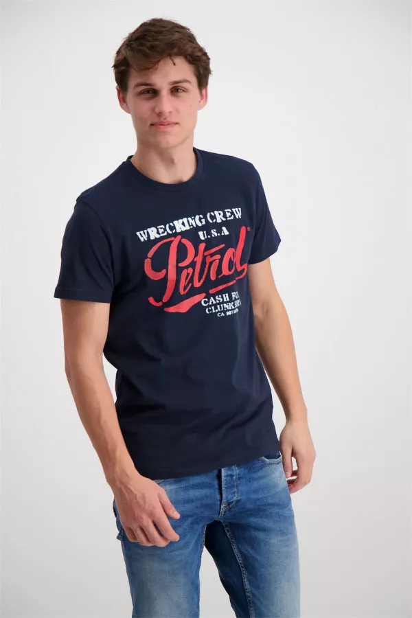 T-shirt uni avec impression devant en coton Petrol