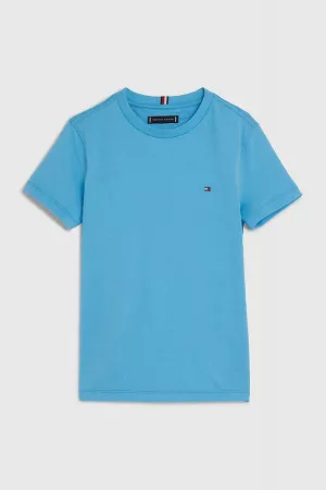 T-shirt uni en coton avec logo brodé Tommy Hilfiger