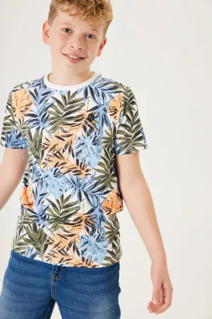 T-shirt imprimé tropical avec logo brodé Garcia