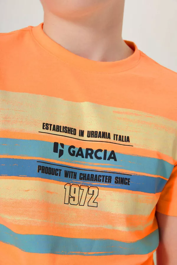 T-shirt uni avec impression sur le devant Garcia