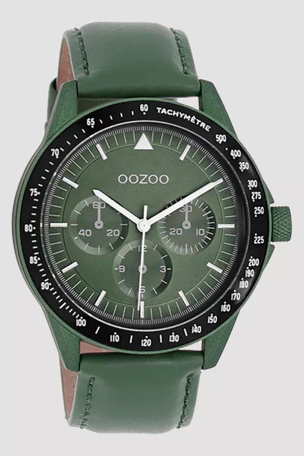 Montre homme avec bracelet en cuir vert C11111 Oozoo