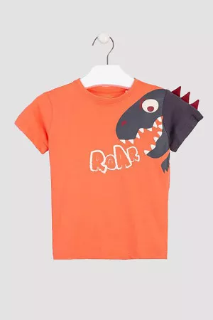 T-shirt uni avec impression dinosaure et appliques Losan