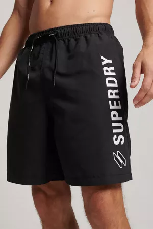 Short maillot uni avec logo imprimé Superdry