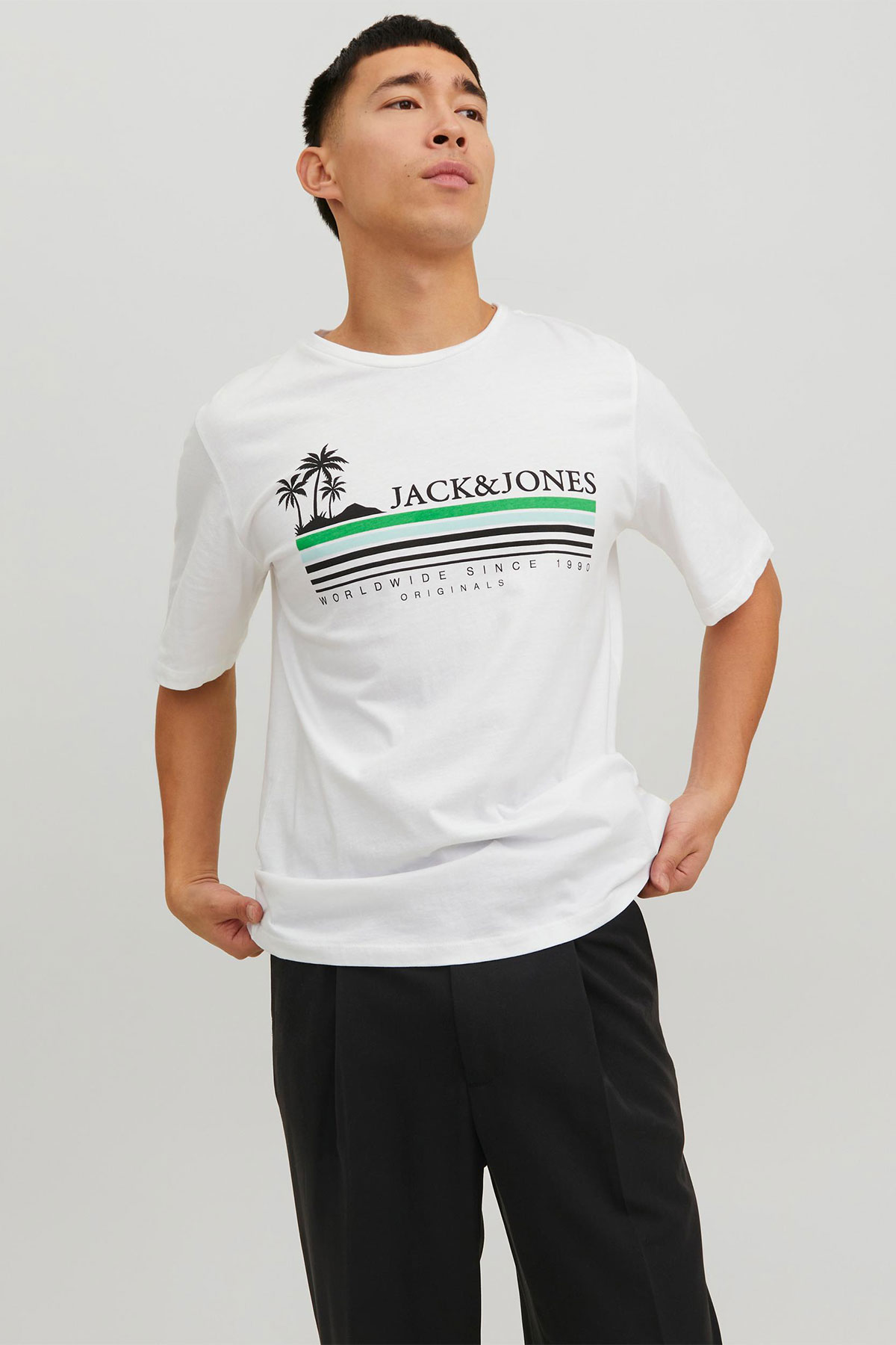 T-shirt uni avec impression sur le devant en coton CODY Jack & Jones