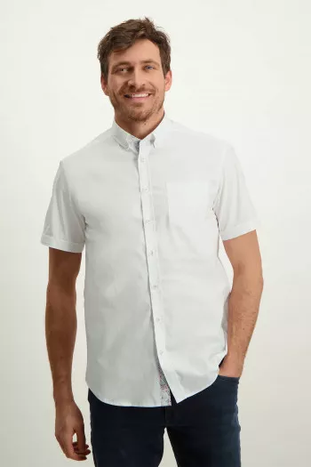 Chemise unie en coton stretch manches courtes State of Art