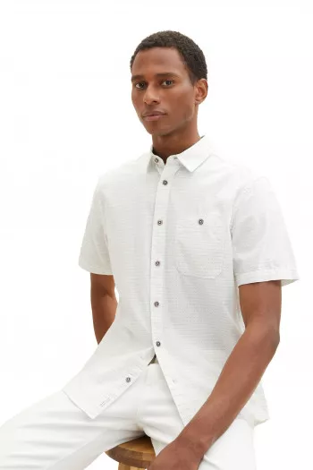 Chemise manches courtes imprimée minimaliste Tom Tailor