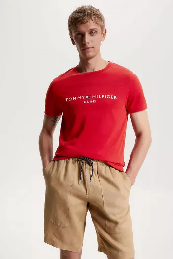 T-shirt uni avec broderie sur le devant Tommy Hilfiger