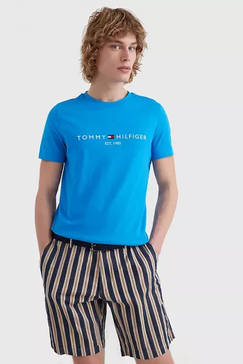 T-shirt uni avec broderie sur le devant Tommy Hilfiger