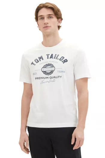 T-shirt en coton avec impression devant Tom Tailor