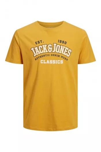 T-shirt uni en coton avec inscription devant manches courtes Jack & Jones