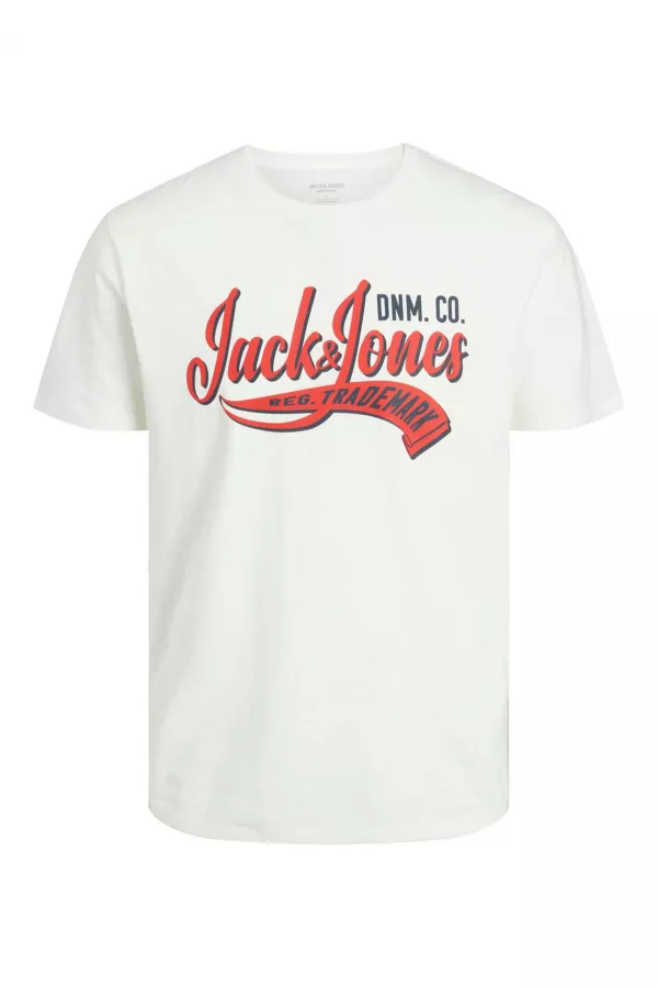 T-shirt uni en coton avec inscription devant manches courtes Jack & Jones