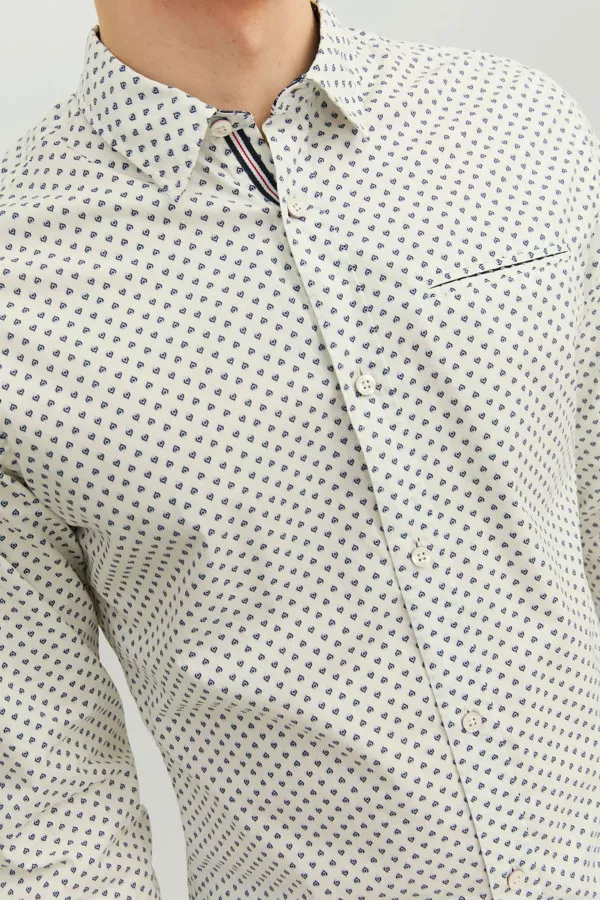 Chemise en coton imprimée boutonnée manches longues Jack & Jones