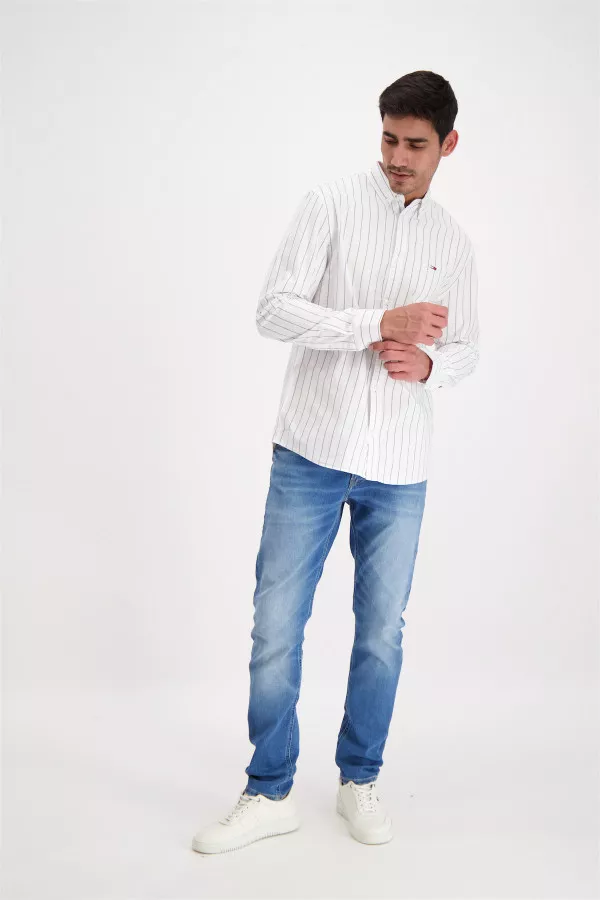 Chemise rayée manches longues en coton Tommy Hilfiger