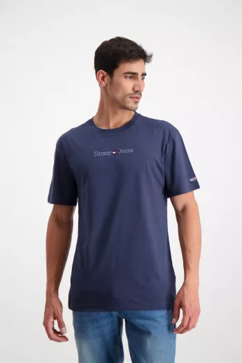 T-shirt en coton uni avec logo brodé sur le devant Tommy Hilfiger