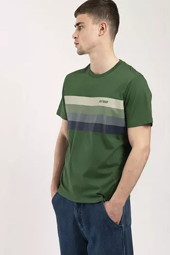 T-shirt uni en coton manches courtes avec impression devant Antwrp