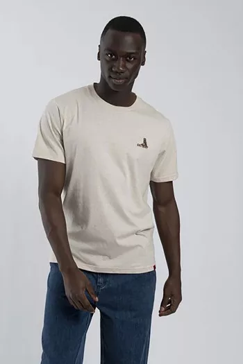 T-shirt uni en coton manches courtes avec broderie poitrine Antwrp