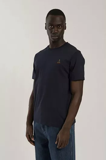 T-shirt uni en coton manches courtes avec broderie poitrine Antwrp