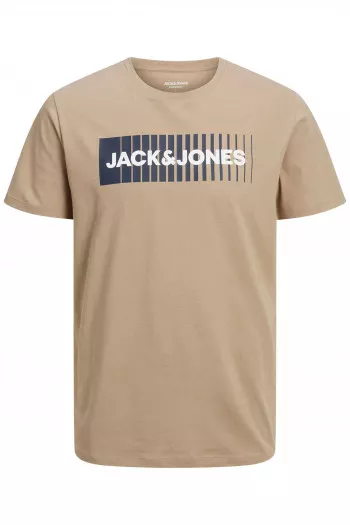 T-shirt uni en coton avec impression devant CORP Jack & Jones