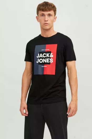 T-shirt uni en coton avec impression devant OSCAR Jack & Jones