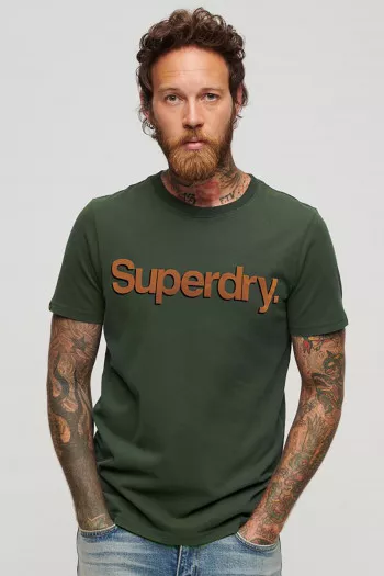 T-shirt uni en coton avec impression logo poitrine Superdry