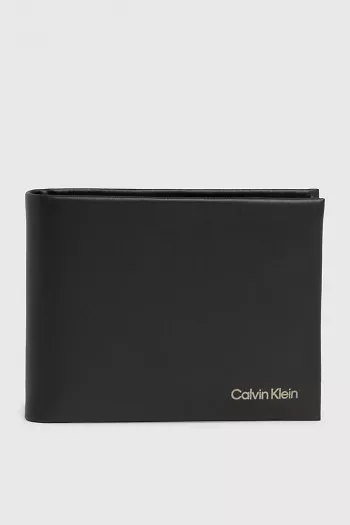 Portefeuille uni en cuir Calvin Klein