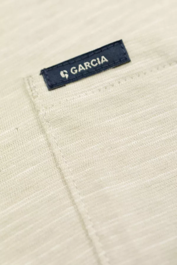 T-shirt chiné en coton avec poche poitrine Garcia