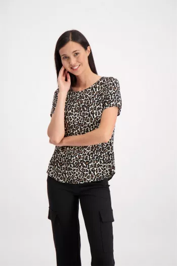 T-shirt imprimé léopard col dégagé manches courtes EASY JOY Vero Moda