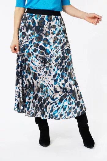 Jupe plissée imprimée léopard avec taille élastique Esqualo