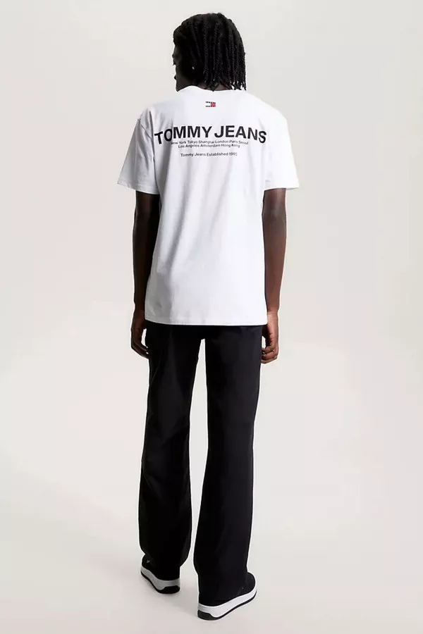 T-shirt uni avec impression à la poitrine et au dos Tommy Hilfiger
