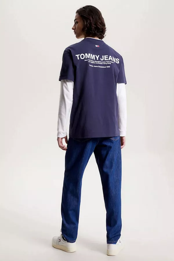 T-shirt uni avec impression à la poitrine et au dos Tommy Hilfiger