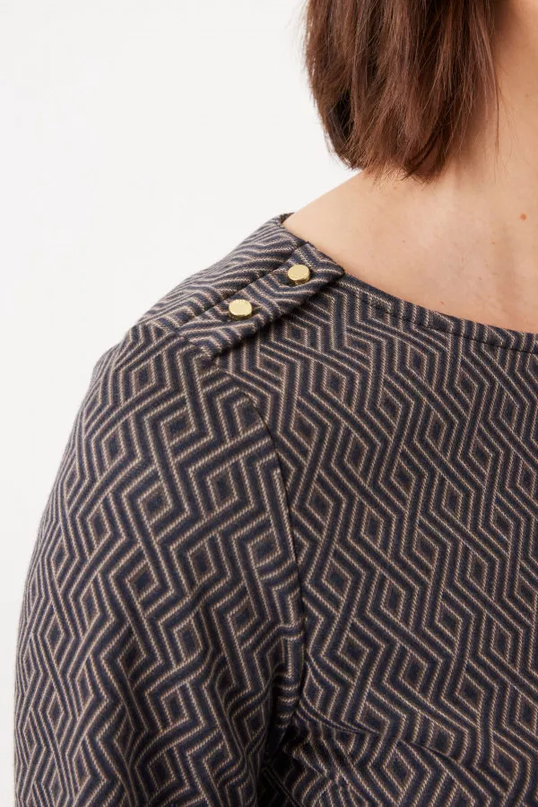 Robe imprimée géométrique avec boutons décoratifs Garcia