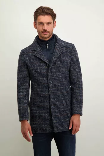 Manteau laineux à carreaux avec doublure matelassée State of Art