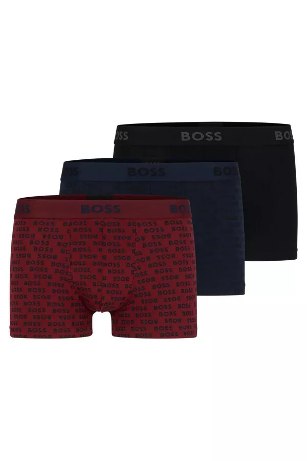 Lot de 3 boxers avec logo à la taille en coton stretch Boss