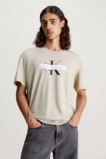 T-shirt en coton avec impression devant Calvin Klein