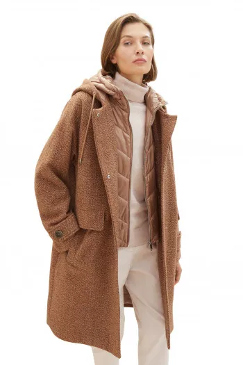 Manteau chiné à capuche doublée Tom Tailor