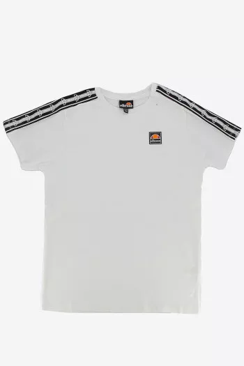 T-shirt en coton avec bandes aux manches et badge à la poitrine Ellesse