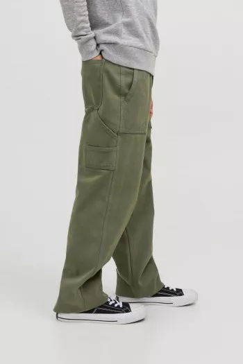 Pantalon droit uni en coton avec taille ajustable CHRIS Jack & Jones