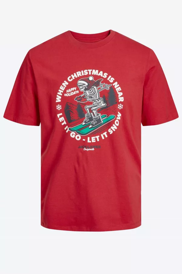 T-shirt de Noel uni avec impression devant XMAS Jack & Jones